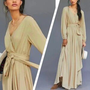 Anthropologie Erika Pena Draped Wrap Maxi Dress